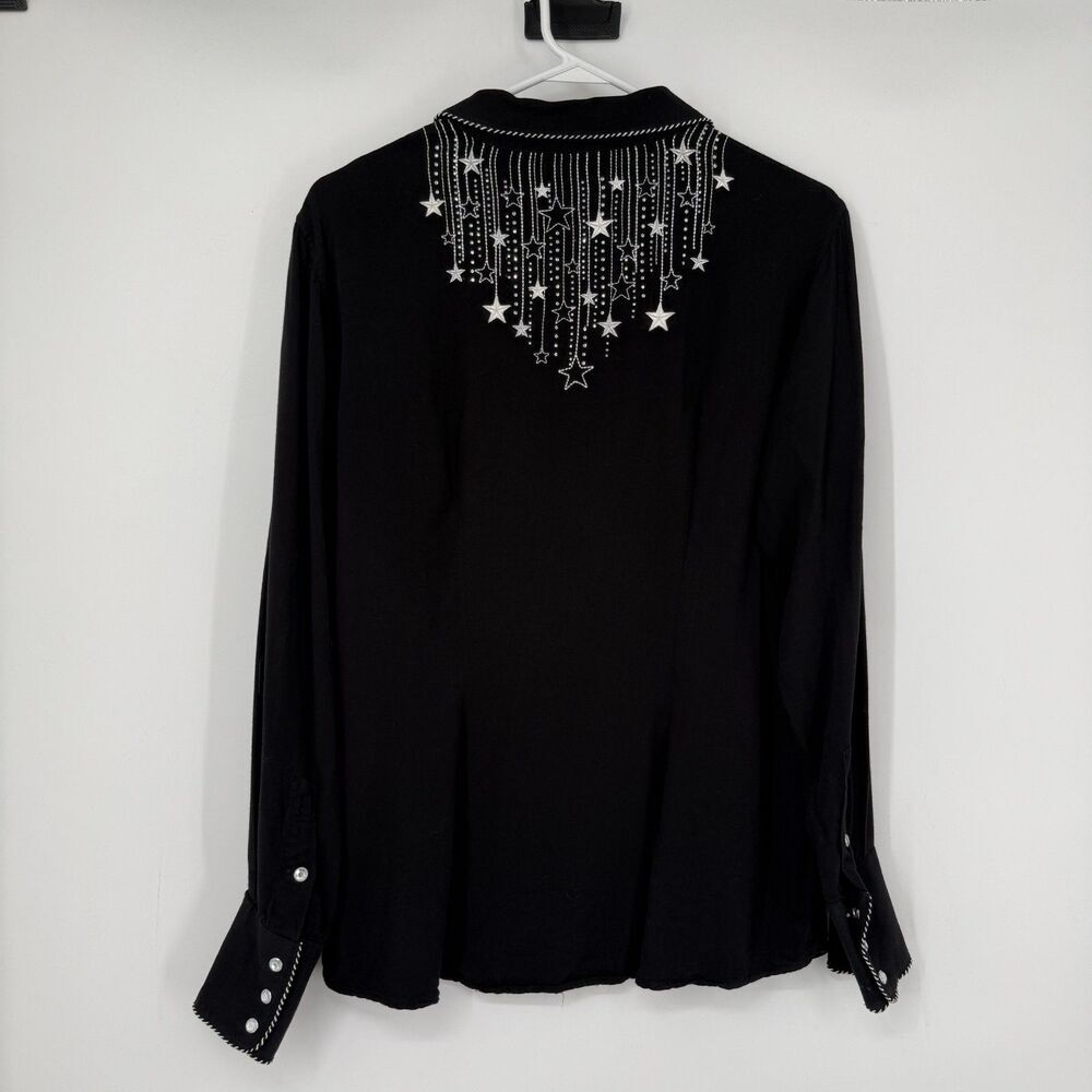 Vintage Panhandle Slim Shirt Womens XL Smile Pocket Rhinestone Stars Snap Rodeo - Picture 7 of 11